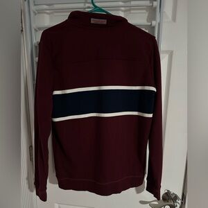 Vineyard vines men’s 1/4 zip sweater maroon w/ blue & white strip shep shirt